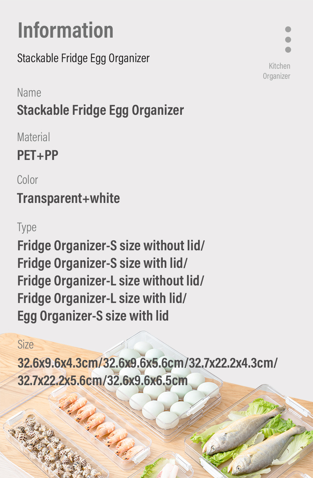 Multi-purpose Stackable Fridge Egg Organizer-9